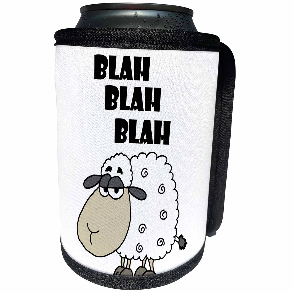 3dRose All Smiles Art Funny - Funny Sheep says Blah Blah Blah - Can Cooler Bottle Wrap (cc_254017)