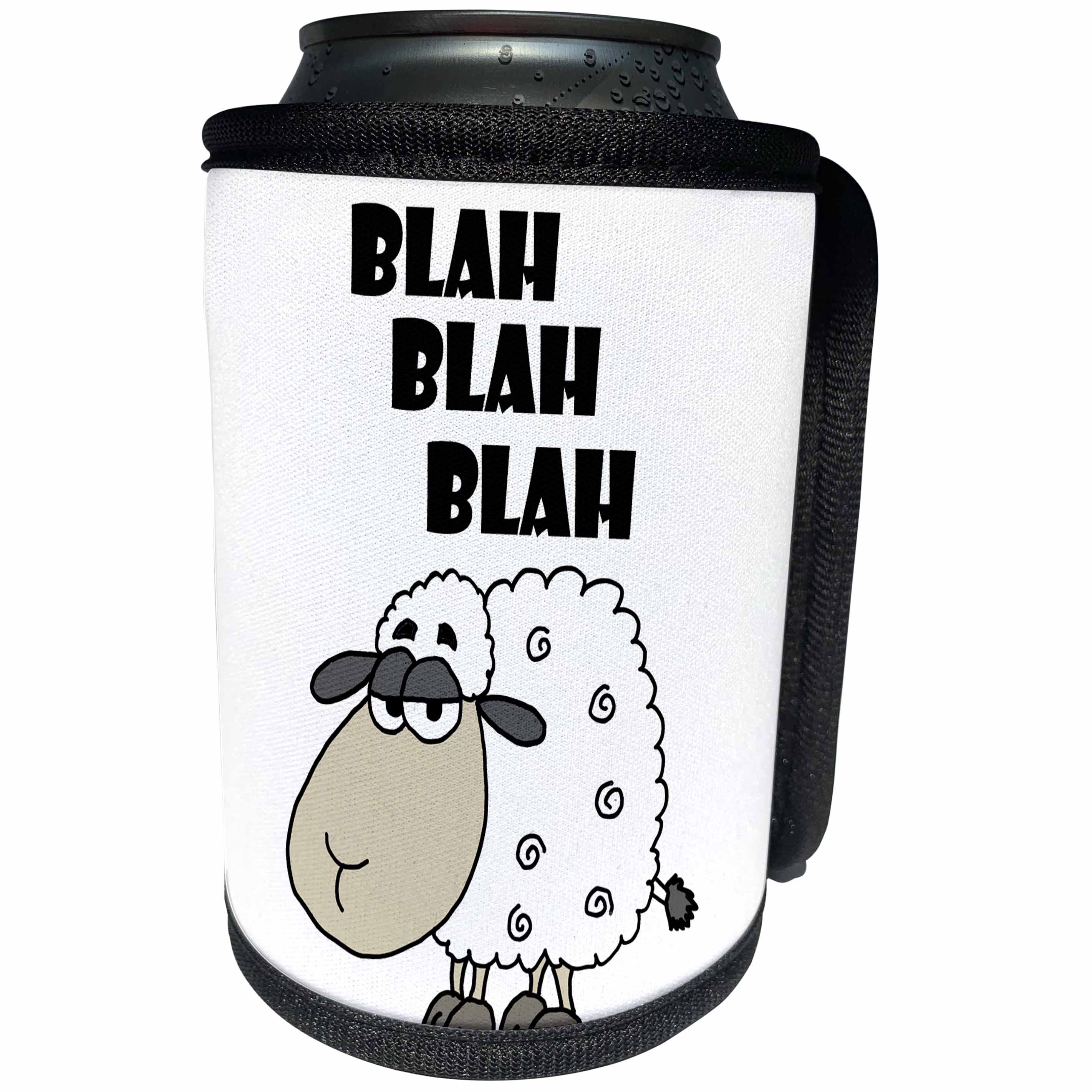 3dRose All Smiles Art Funny - Funny Sheep says Blah Blah Blah - Can Cooler Bottle Wrap (cc_254017)