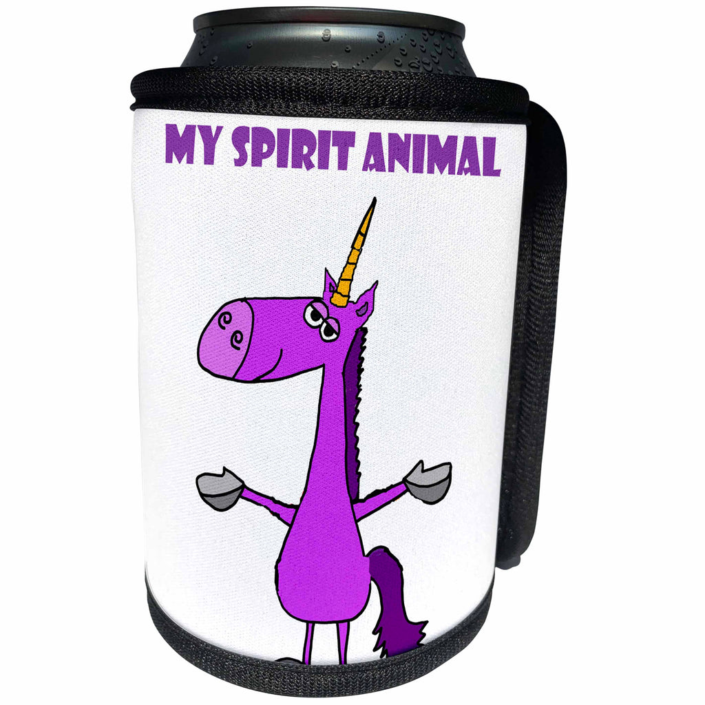 3dRose All Smiles Art Dragons and Unicorns - Funny Spirit Animal Unicorn - Can Cooler Bottle Wrap (cc_254020)