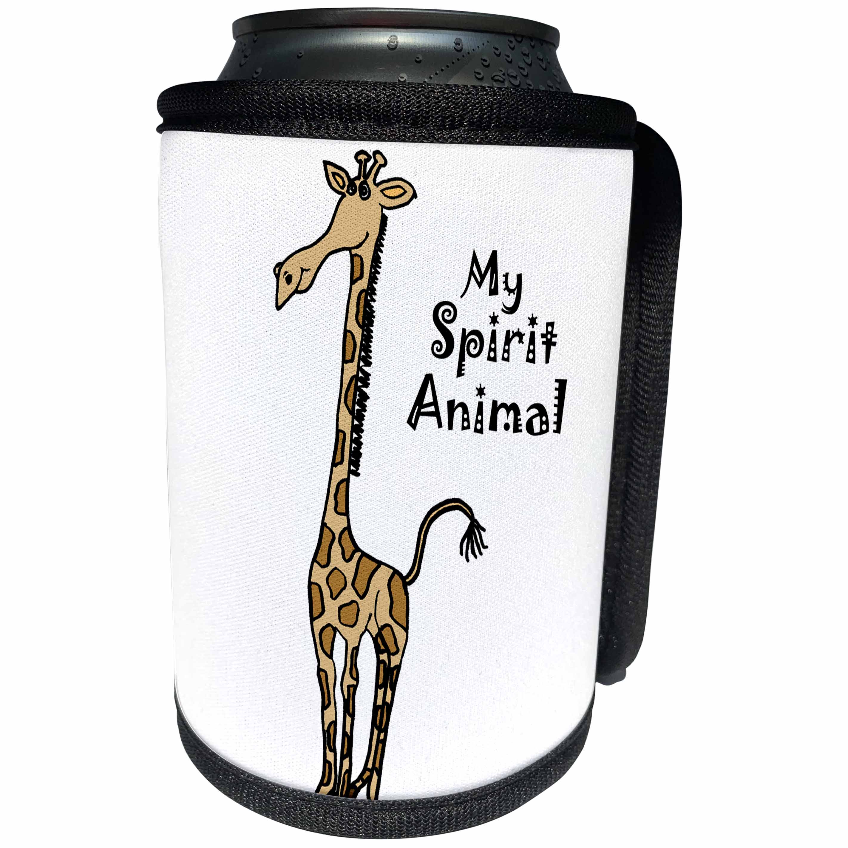 3dRose All Smiles Art Animals - Funny Cute Giraffe is Spirit Animal - Can Cooler Bottle Wrap (cc_254026)