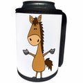 3dRose All Smiles Art Pets - Funny Cute Bay Horse Cartoon - Can Cooler Bottle Wrap (cc_254027)