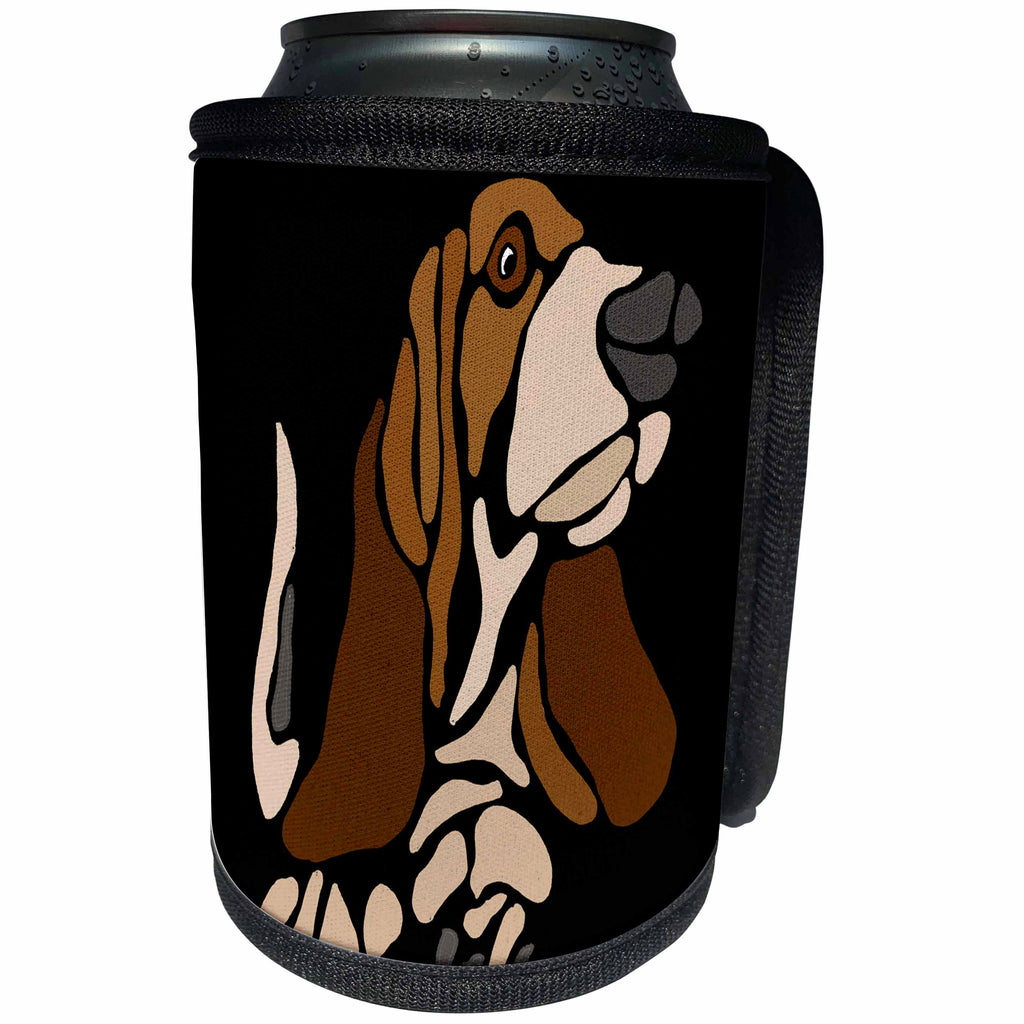 3dRose All Smiles Art Pets - Funny Artistic Basset Hound Puppy Dog Abstract Art - Can Cooler Bottle Wrap (cc_254032)
