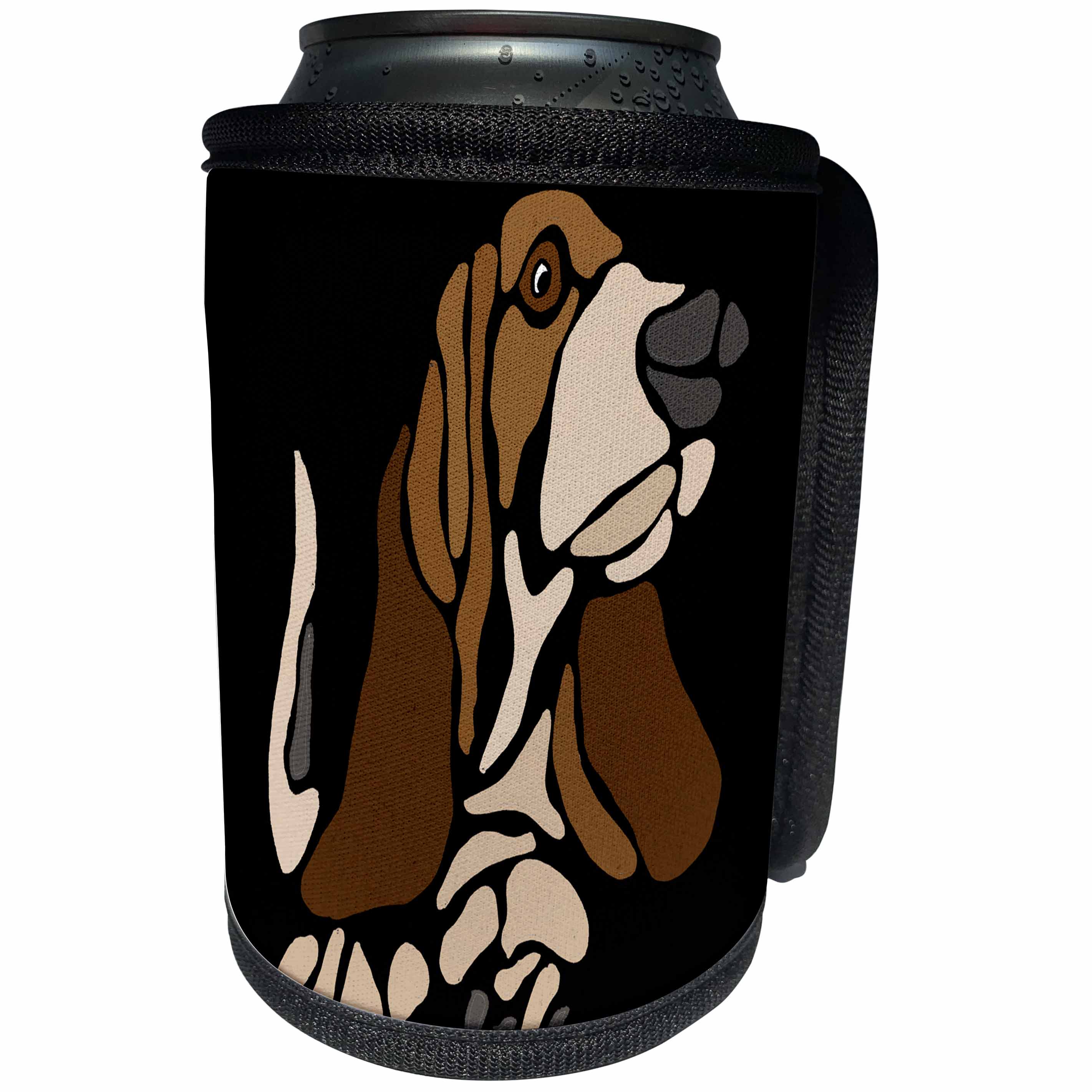 3dRose All Smiles Art Pets - Funny Artistic Basset Hound Puppy Dog Abstract Art - Can Cooler Bottle Wrap (cc_254032)