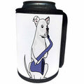 3dRose All Smiles Art Pets - Funny White American Bulldog Playing Saxophone - Can Cooler Bottle Wrap (cc_254037)