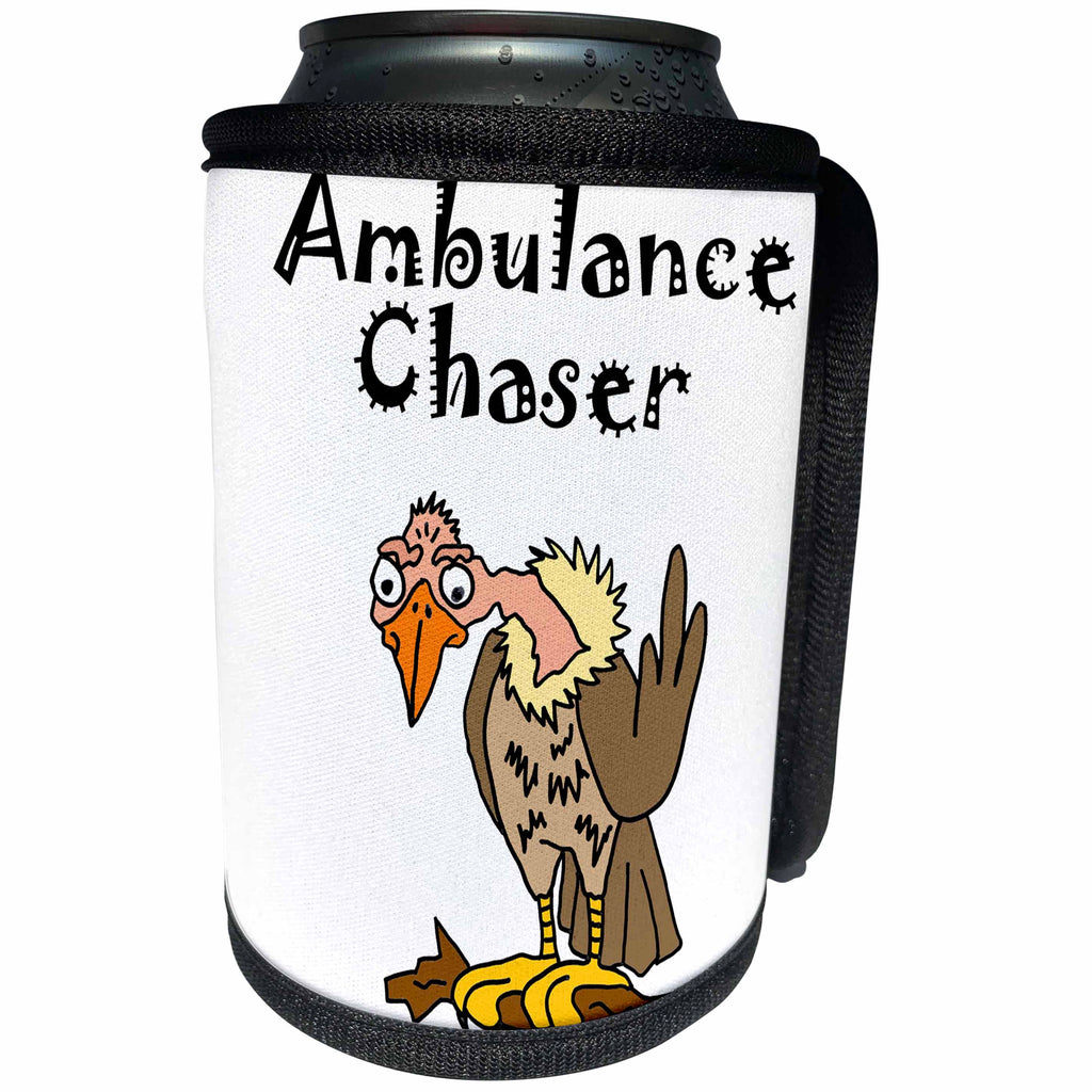 3dRose All Smiles Art Birds - Funny Buzzard or Vulture with text saying Ambulance Chaser - Can Cooler Bottle Wrap (cc_254038)