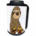 3dRose All Smiles Art Funny - Funny Cute Sloth Playing the Bongo Drums for Music Lovers - Can Cooler Bottle Wrap (cc_254043)