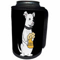 3dRose All Smiles Art Pets - Funny White American Bulldog Dog Drinking Mug of Beer - Can Cooler Bottle Wrap (cc_254046)