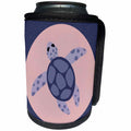 3dRose Janna Salak Designs Under the Sea - Cute Sea Turtle Blue and Pink - Can Cooler Bottle Wrap (cc_25405)