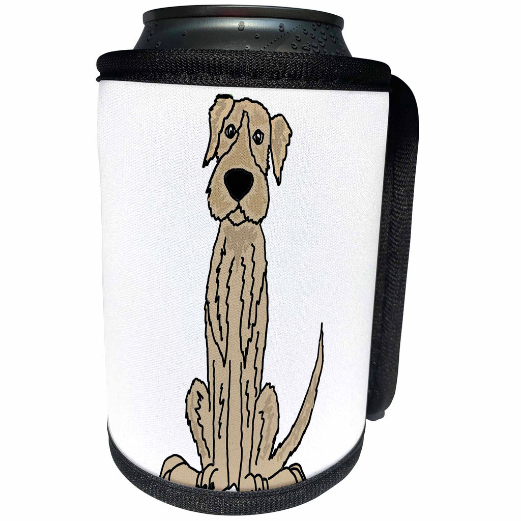 3dRose All Smiles Art Pets - Funny Cute Irish Wolfhound Puppy Dog Cartoon - Can Cooler Bottle Wrap (cc_254051)
