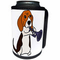 3dRose All Smiles Art Pets - Funny Cute Beagle Puppy Dog Playing Trumpet or Bugle - Can Cooler Bottle Wrap (cc_254054)