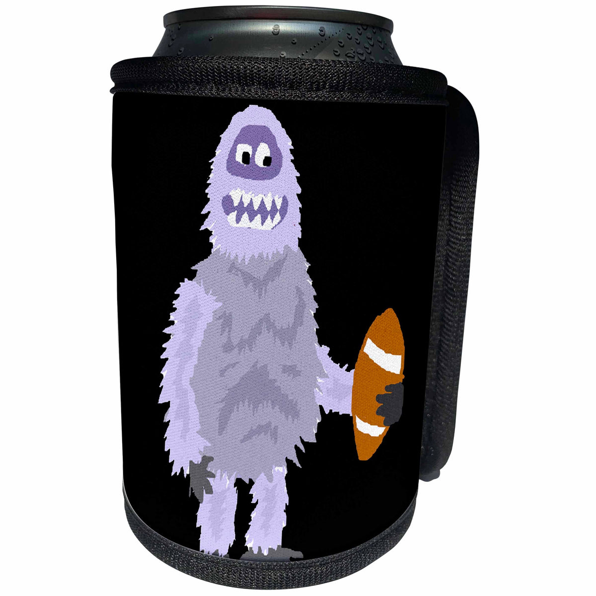 3dRose All Smiles Art Funny - Funny Abominable Snowman Holding Football - Can Cooler Bottle Wrap (cc_254055)