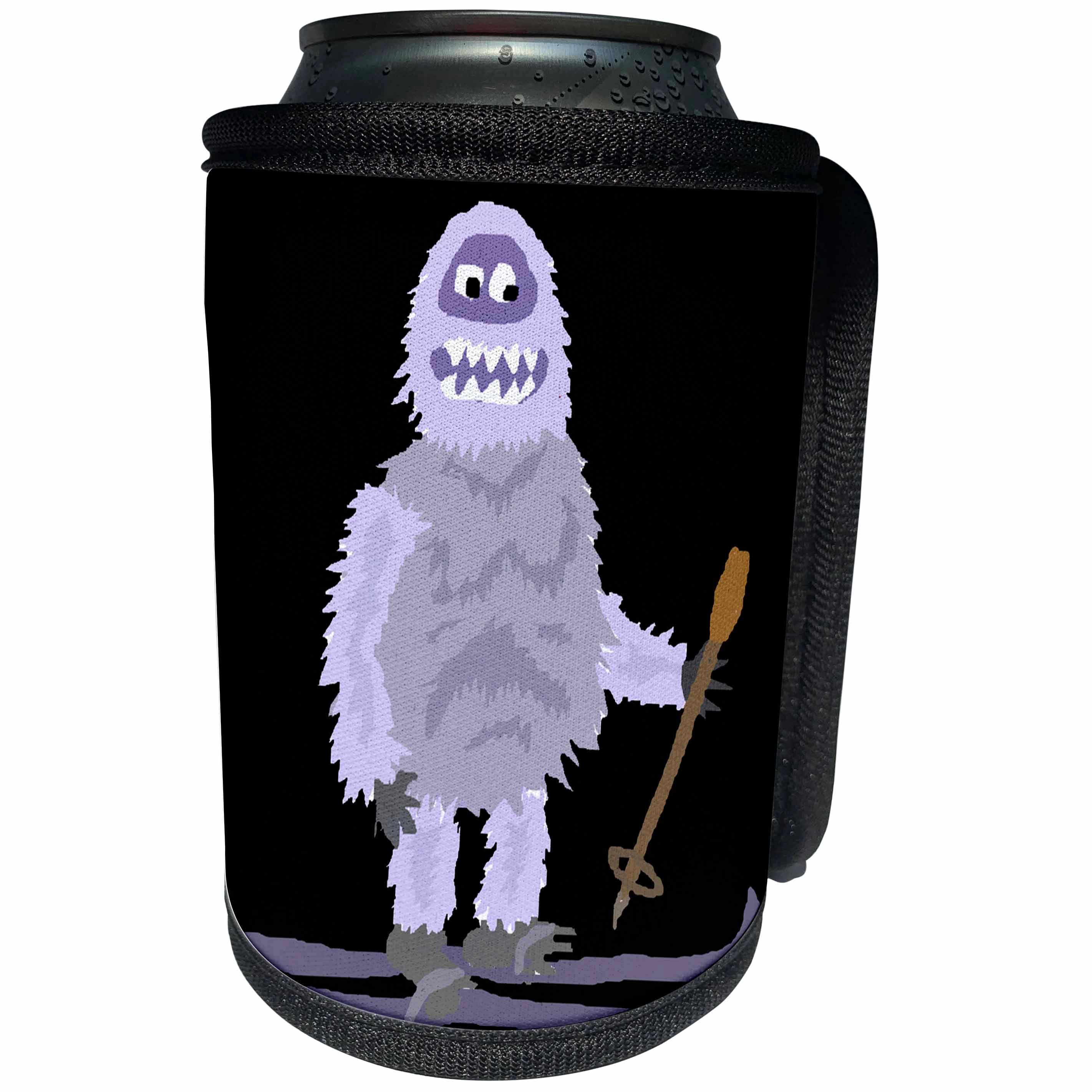 3dRose All Smiles Art Funny - Funny Abominable Snowman Winter Skiing - Can Cooler Bottle Wrap (cc_254056)