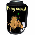 3dRose All Smiles Art Funny - Funny Warthog Drinking from Toilet in Party Hat is Potty Animal - Can Cooler Bottle Wrap (cc_254069)
