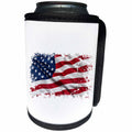 3dRose Carsten Reisinger - Illustrations - Grunge USA Flag Waving in the Wind Patriotic Stars and Stripes - Can Cooler Bottle Wrap (cc_254074)