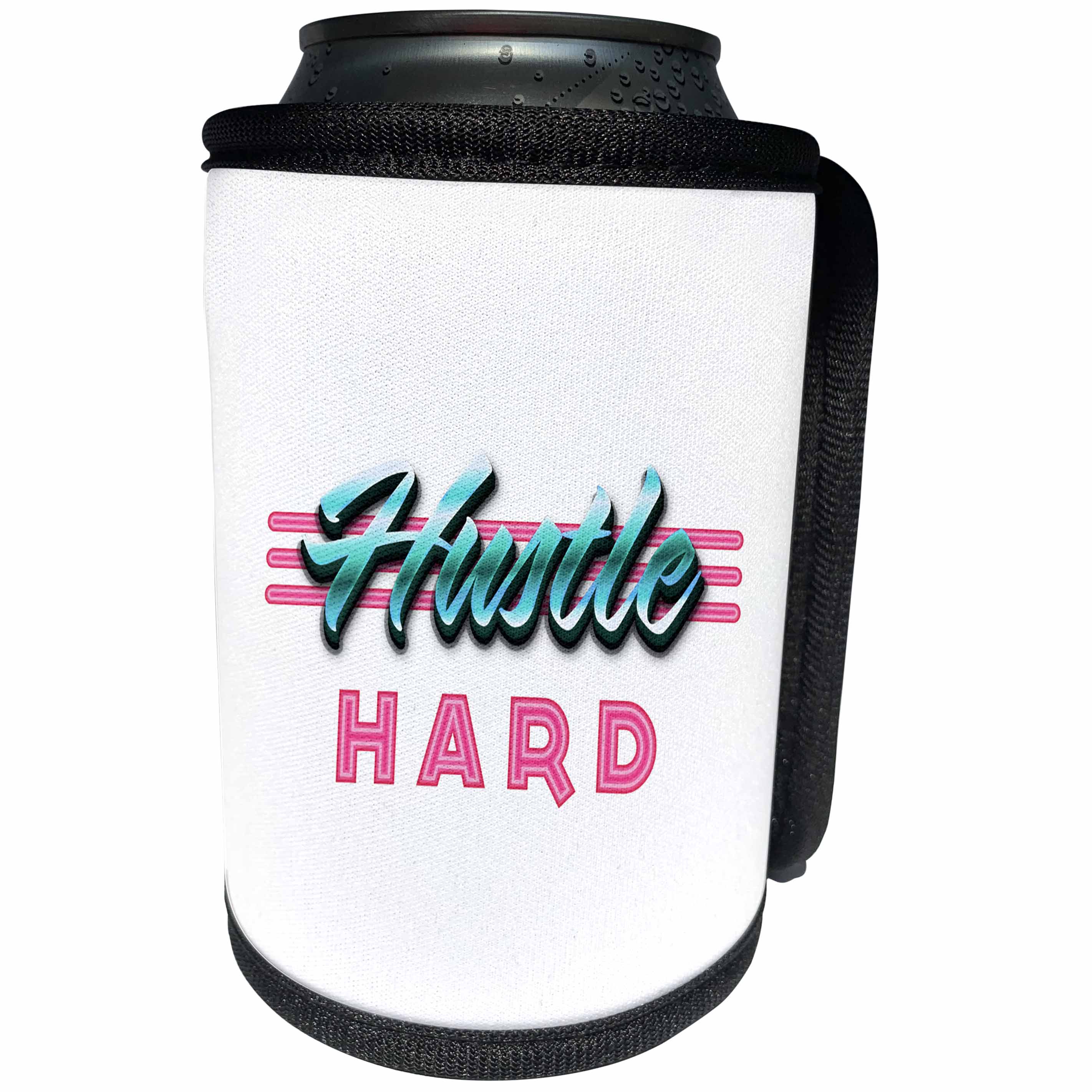 3dRose Carsten Reisinger - Illustrations - Hustle Hard Motivational Quote - Can Cooler Bottle Wrap (cc_254076)