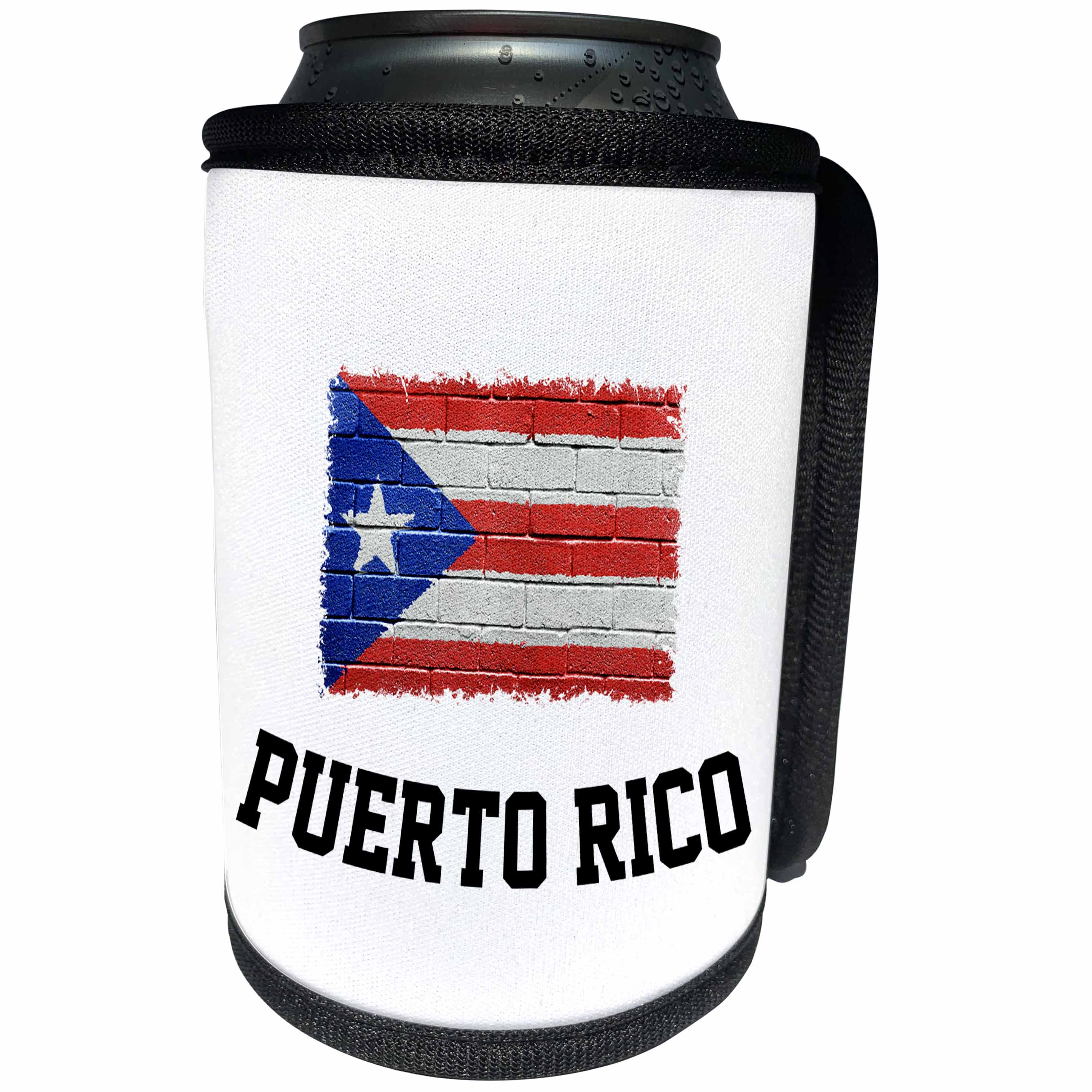 3dRose Carsten Reisinger - Illustrations - Puerto Rico distressed flag on brick wall - Can Cooler Bottle Wrap (cc_254081)