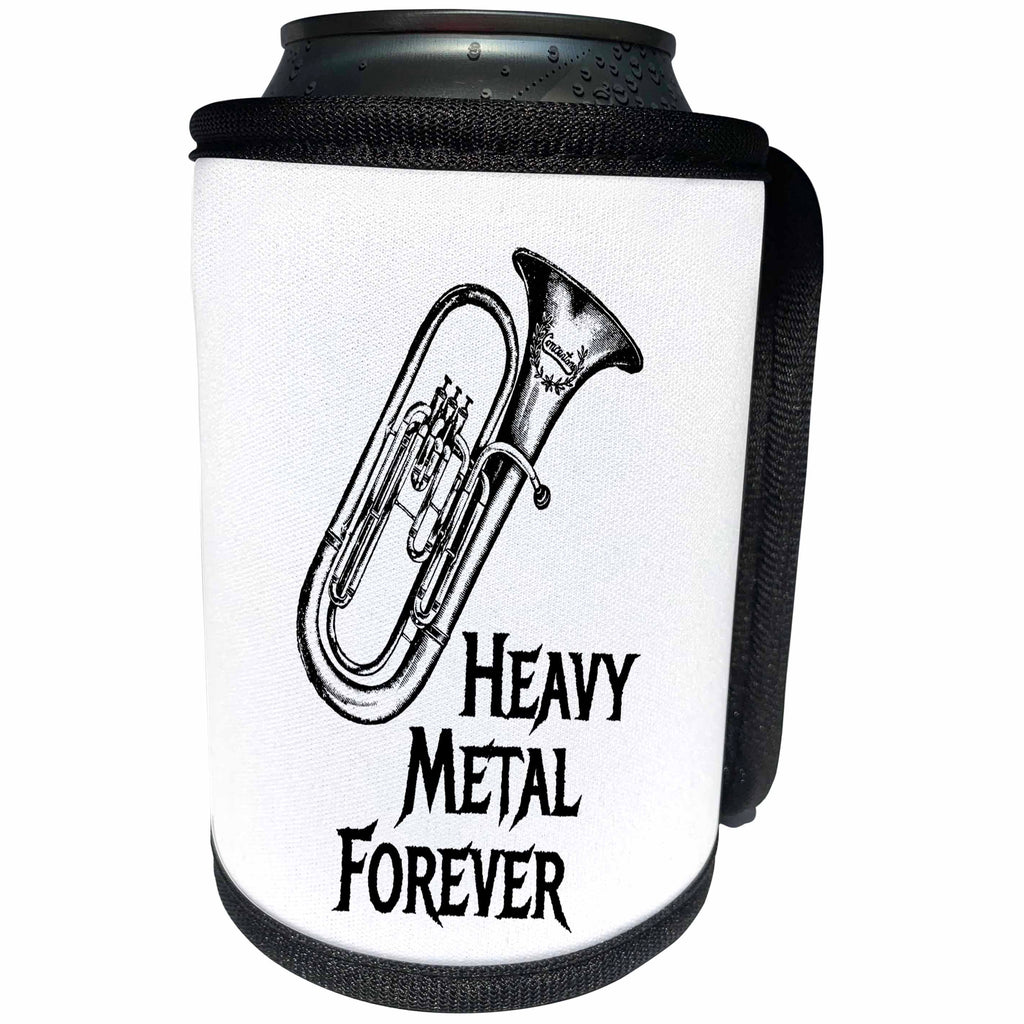 3dRose Carsten Reisinger - Illustrations - Tuba Player Heavy Metal Forever - Can Cooler Bottle Wrap (cc_254084)