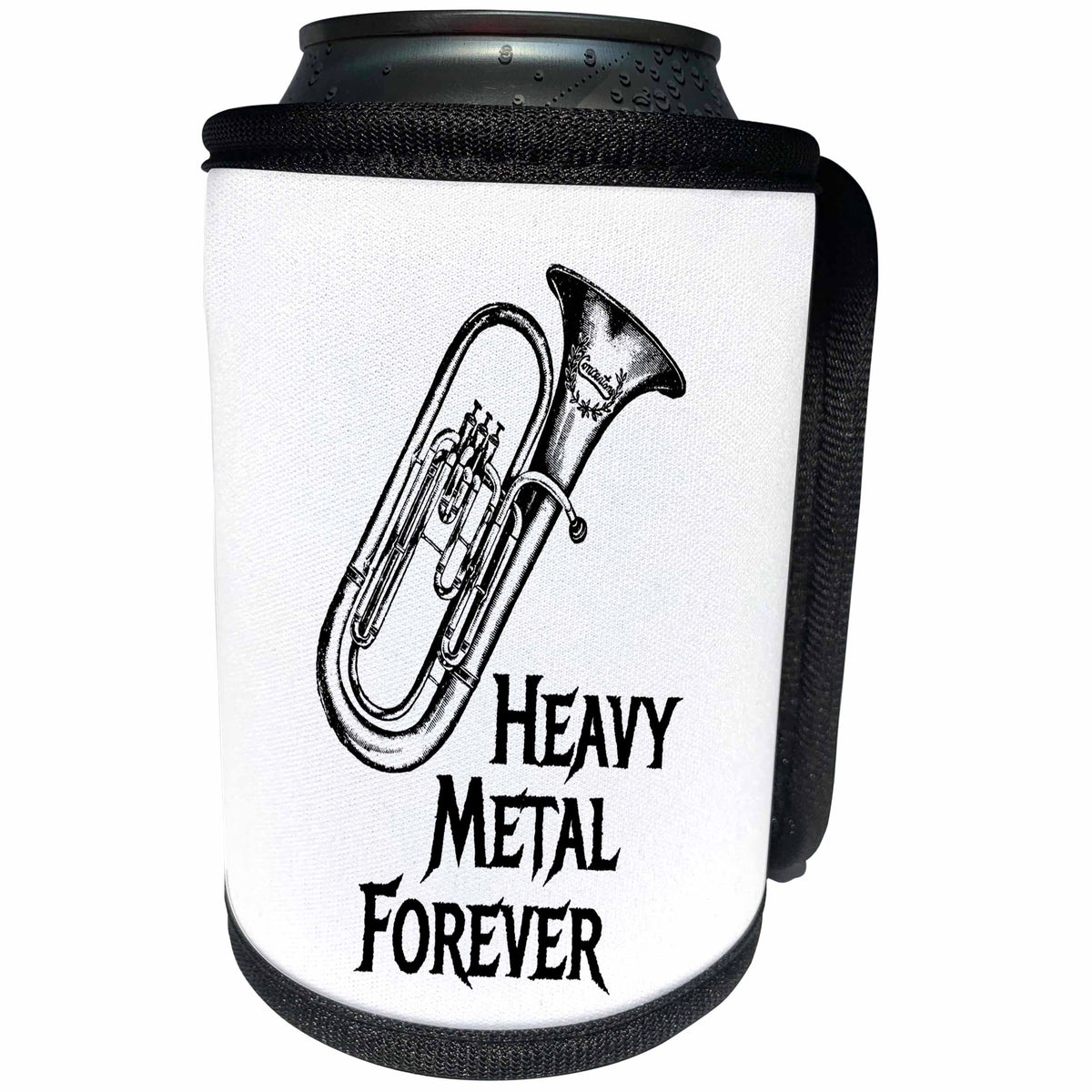 3dRose Carsten Reisinger - Illustrations - Tuba Player Heavy Metal Forever - Can Cooler Bottle Wrap (cc_254084)