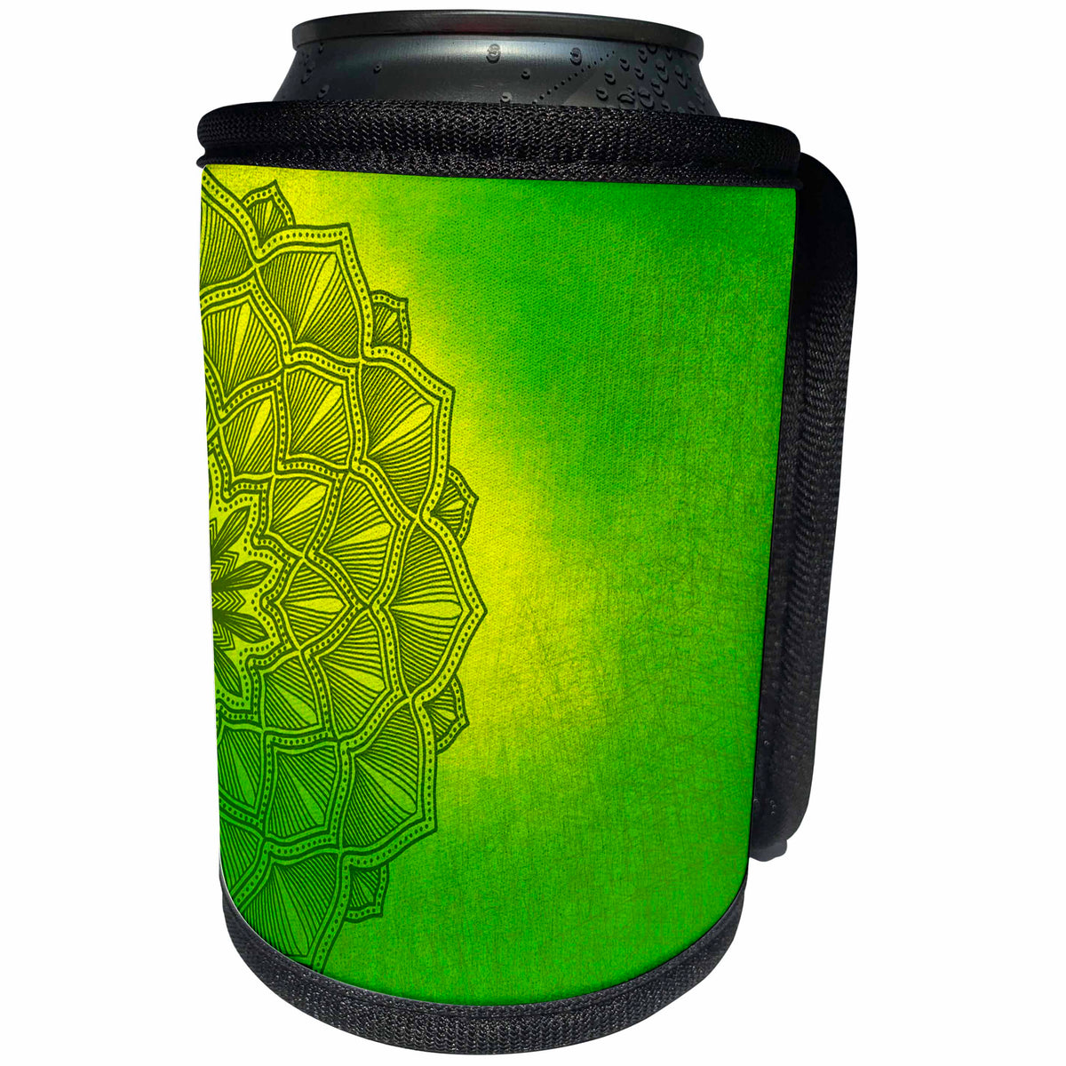 3dRose Sven Herkenrath Mandala - Green Mandala with Colorful Background Yoga Buddha - Can Cooler Bottle Wrap (cc_254094)