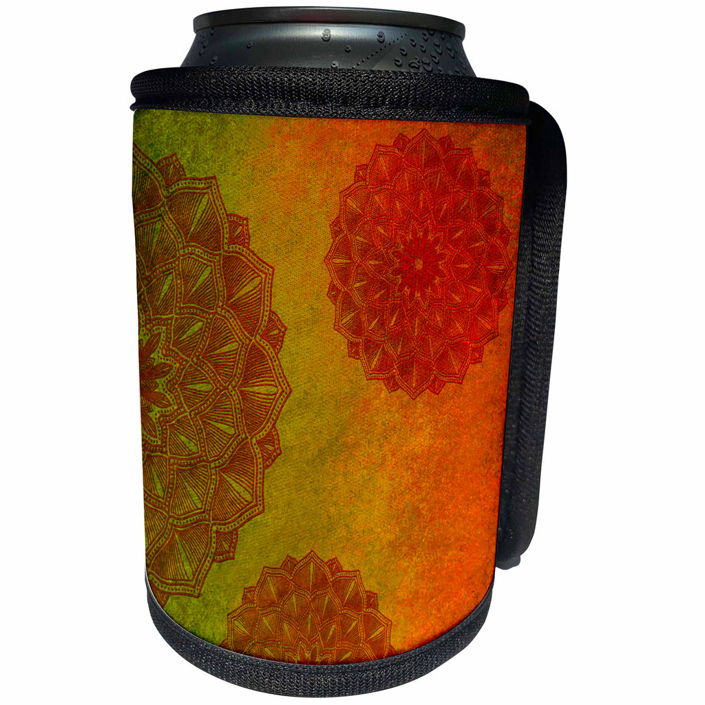 3dRose Sven Herkenrath Mandala - Colorful Mandala Style Buddha Yoga Relax - Can Cooler Bottle Wrap (cc_254095)