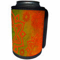 3dRose Sven Herkenrath Mandala - Orange Mandala with Green Background Buddha Yoga - Can Cooler Bottle Wrap (cc_254096)