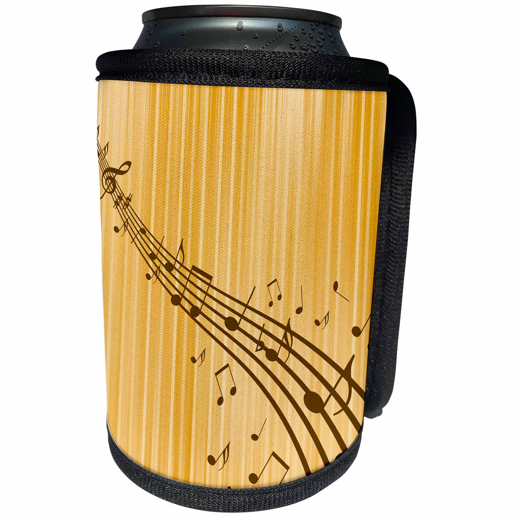 3dRose Sven Herkenrath Music - Lines Background with Music Clef Style - Can Cooler Bottle Wrap (cc_254097)