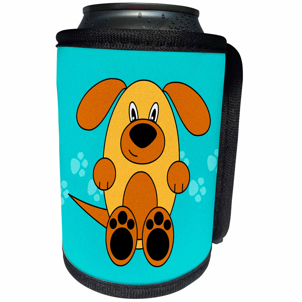 3dRose Janna Salak Designs Dogs - Cute Brown Puppy Dog - Can Cooler Bottle Wrap (cc_25410)