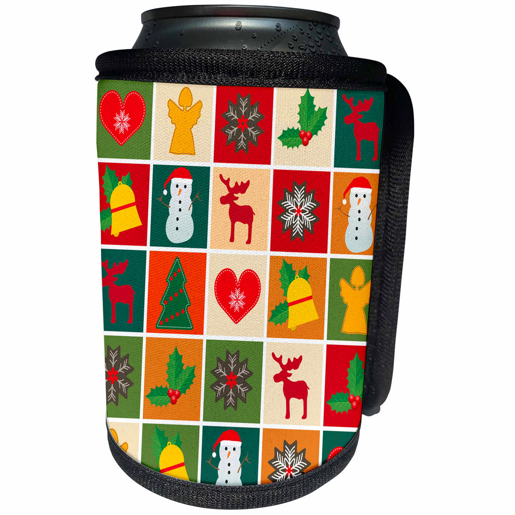3dRose Sven Herkenrath Christmas - Pattern Symbol Art of Christmas Style Celebration Xmas - Can Cooler Bottle Wrap (cc_254105)