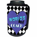 3dRose Janna Salak Designs World s Best - Worlds Best Coach Blue - Can Cooler Bottle Wrap (cc_25414)