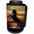 3dRose Sven Herkenrath Animal - Wonderful Sunset with Black Horse Farm Animal Nature Ocean - Can Cooler Bottle Wrap (cc_254146)