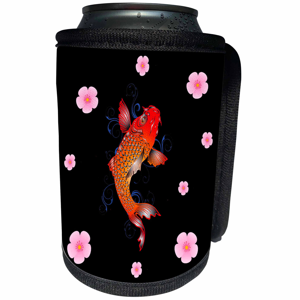 3dRose Sven Herkenrath Animal - Asia Floral Koi with Cherry Blossom Fish Sealife - Can Cooler Bottle Wrap (cc_254150)