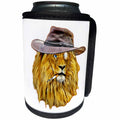 3dRose Sven Herkenrath Animal - Hipster African Lion with Hut and Smoking - Can Cooler Bottle Wrap (cc_254153)