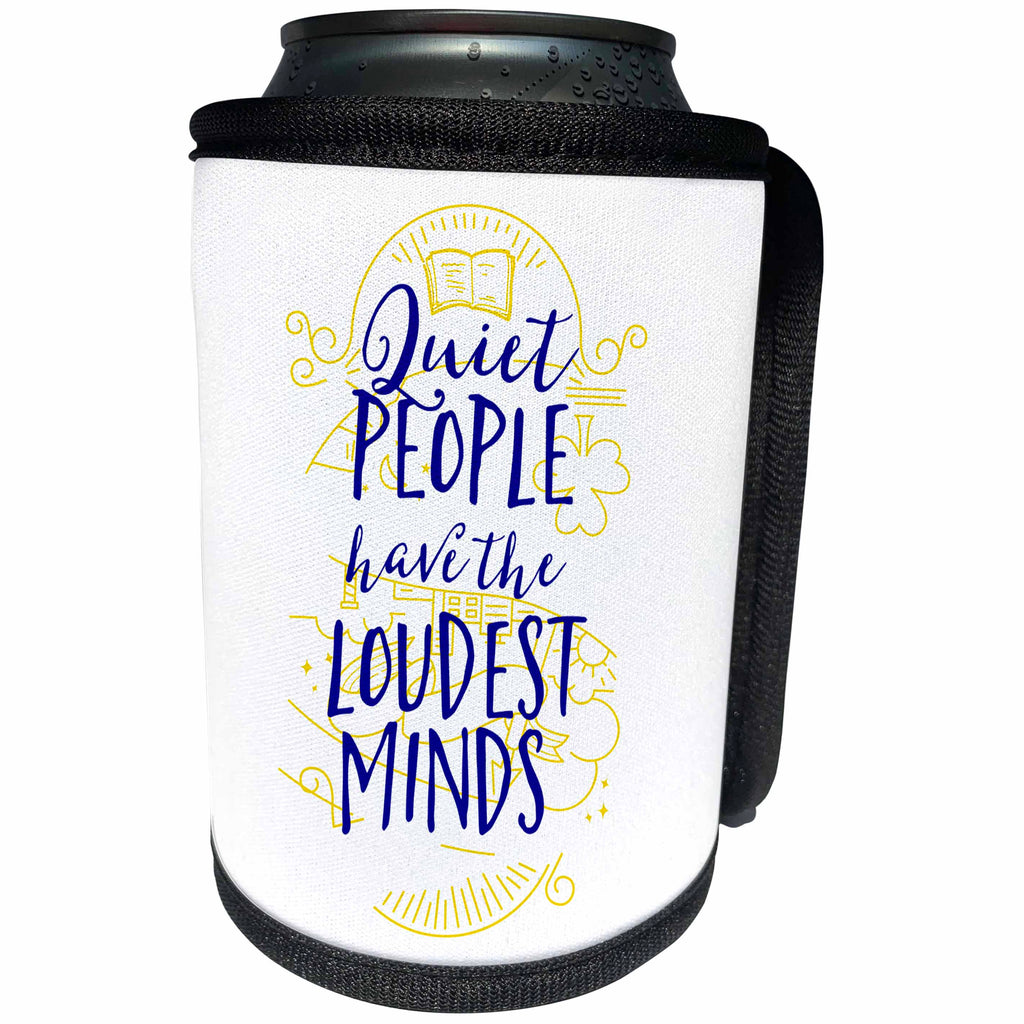 3dRose Sven Herkenrath Quotes - Quiet People have the Loudest Minds Quotes Phrase Trendy Modern - Can Cooler Bottle Wrap (cc_254299)