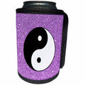 3dRose Sven Herkenrath Symbol - Yin Yang with purple Background Symbol Sign Balance Meditation - Can Cooler Bottle Wrap (cc_254312)