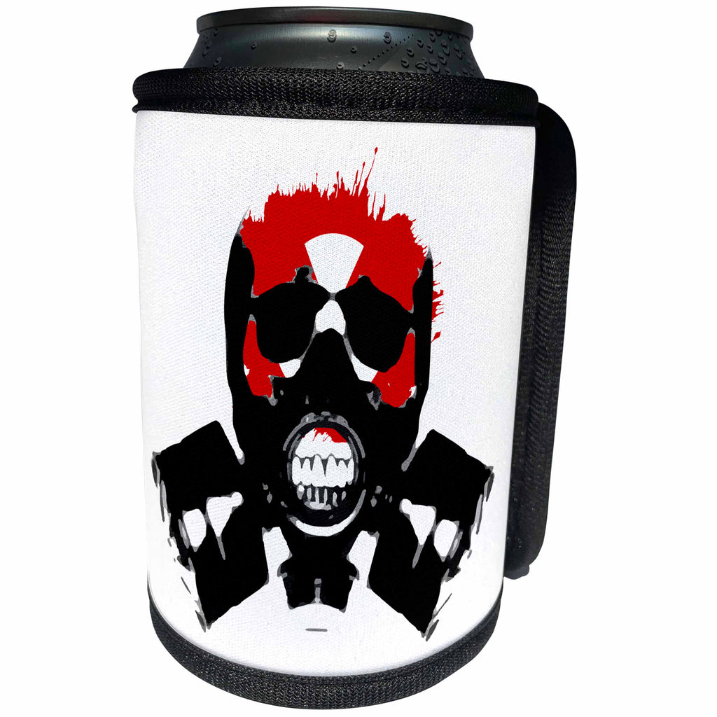 3dRose Sven Herkenrath Skull - Red Skull with Gas Mask and Sunglasses Military Angry Bad - Can Cooler Bottle Wrap (cc_254315)