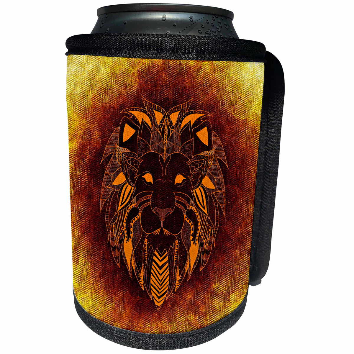3dRose Sven Herkenrath Animal - Lion Head Abstract Portrait Africa King Wild Animal Design Art - Can Cooler Bottle Wrap (cc_254317)