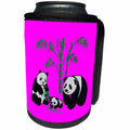 3dRose Sven Herkenrath Animal - Pandas Eating next to Bamboos with purple Background Animal Graphic - Can Cooler Bottle Wrap (cc_254324)