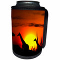 3dRose Sven Herkenrath Animal - Giraffes in Nature Sunset in the Background Wildlife Animal - Can Cooler Bottle Wrap (cc_254331)