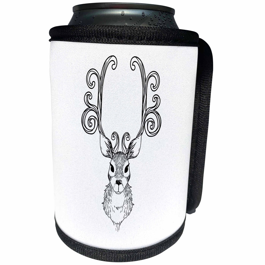 3dRose Sven Herkenrath Animal - Drawing Deer Head with Antlers Design Animal Nature Hunting - Can Cooler Bottle Wrap (cc_254340)