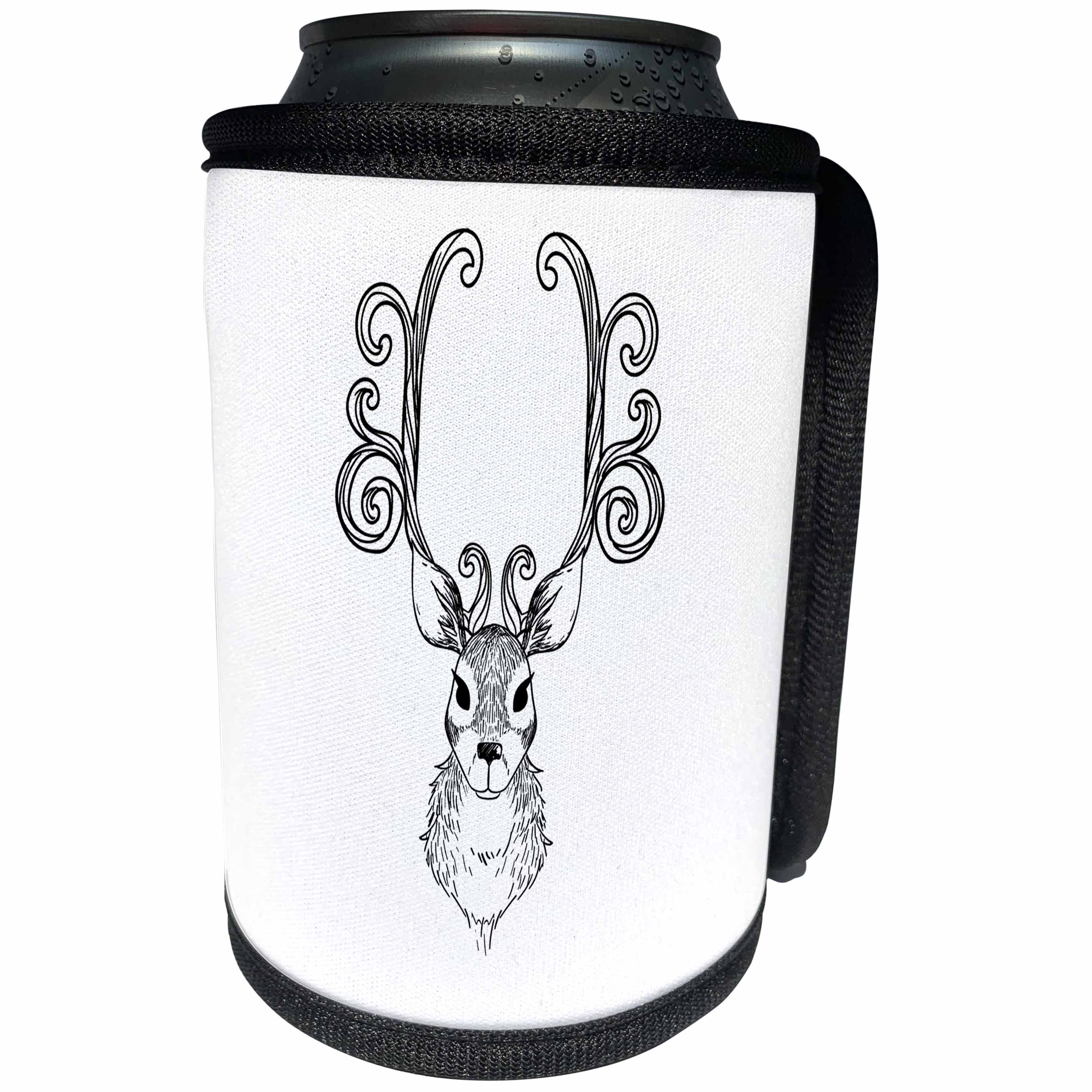 3dRose Sven Herkenrath Animal - Drawing Deer Head with Antlers Design Animal Nature Hunting - Can Cooler Bottle Wrap (cc_254340)
