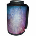 3dRose Sven Herkenrath Abstract - White Butterfly with Blue and Purple Adorned Background Design - Can Cooler Bottle Wrap (cc_254343)