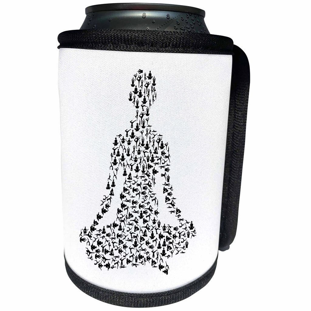 3dRose Sven Herkenrath Abstract - Yoga Person Meditating Abstract Design Illustration Art Graphic - Can Cooler Bottle Wrap (cc_254352)