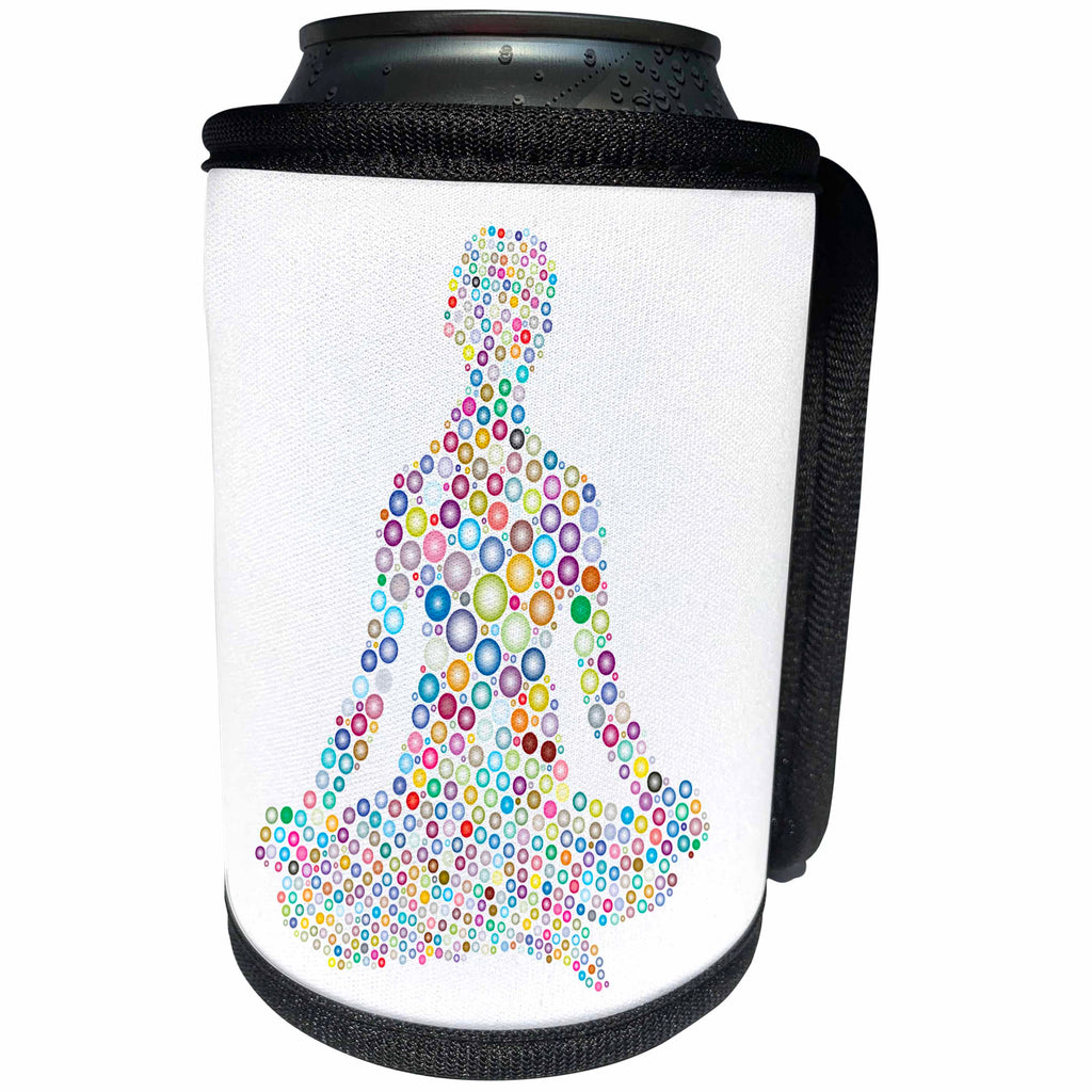 3dRose Sven Herkenrath Abstract - Yoga Person Meditating Colorful Abstract Design Illustration Graphic - Can Cooler Bottle Wrap (cc_254353)