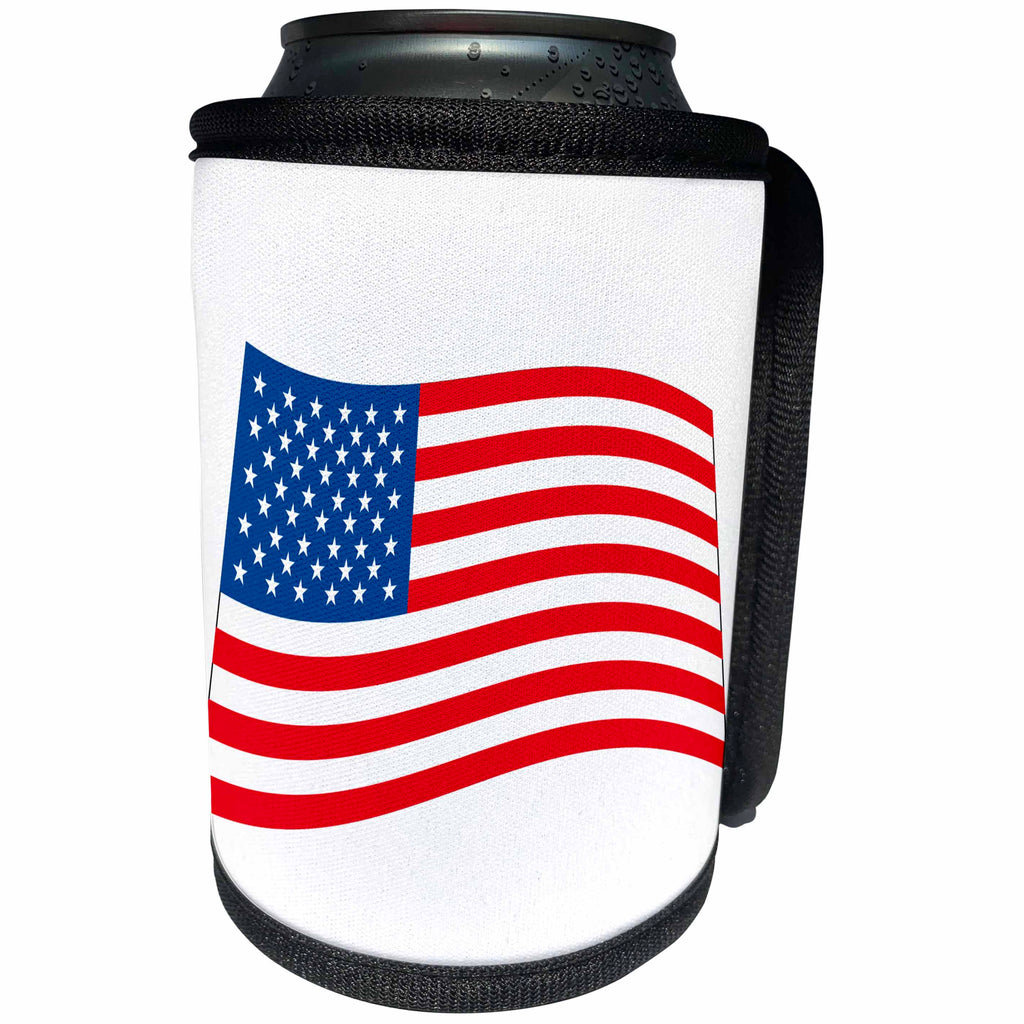3dRose Sven Herkenrath Symbol - American Flag Waving Nation Country USA Illustration Design Art - Can Cooler Bottle Wrap (cc_254360)