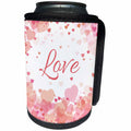 3dRose Sven Herkenrath Letters - Pink and rose Hearts border Word Love white Background Wedding Valentine - Can Cooler Bottle Wrap (cc_254363)