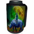 3dRose Sven Herkenrath Fantasy - Girl sitting on Rhino on Poppy fields Big Moon, Stars colorful Background - Can Cooler Bottle Wrap (cc_254380)