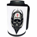 3dRose Sven Herkenrath Skull - Black and White Demon Skull with Horns Horror Halloween Abstract Gothic - Can Cooler Bottle Wrap (cc_254382)