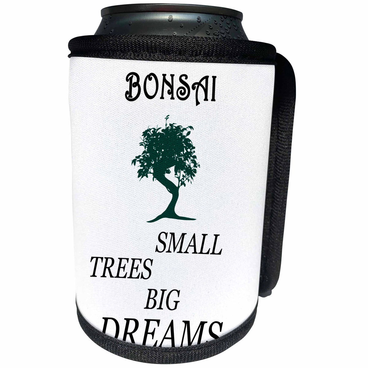 3dRose Sven Herkenrath Quotes - Green Asia Bonsai Small Trees Big Dreams Quote Phrase Trendy Home - Can Cooler Bottle Wrap (cc_254395)