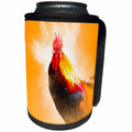 3dRose Sven Herkenrath Animal - Rooster Chicken colorful Feathers with orange Background Nature Design - Can Cooler Bottle Wrap (cc_254404)