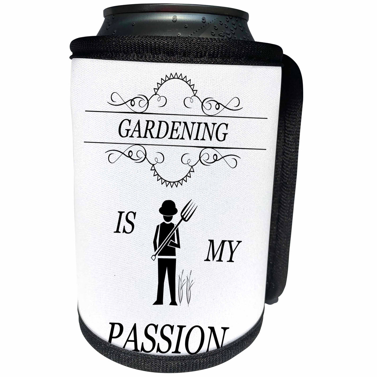 3dRose Sven Herkenrath Quotes - Gardening Is My Passion Man Pitchfork Plant Quote Phrase Trendy Work - Can Cooler Bottle Wrap (cc_254417)